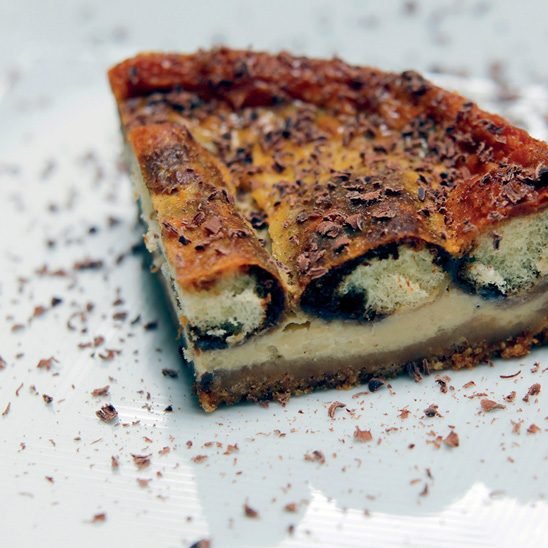 White Chocolate Cheesecake with Lemon Curd & Roasted Hazelnuts